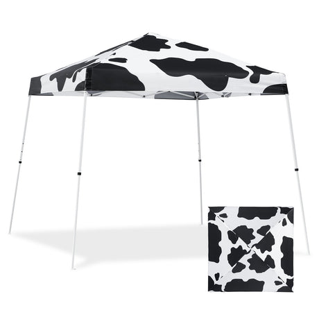 Eagle Peak SHADE GRAPHiX Slant Leg 10x10 Easy Setup Pop Up Canopy Tent with Digital Printed Cow Print Top - Eagle Peak Canopy and Outdoor Products