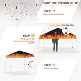 Eagle Peak SHADE GRAPHiX Slant Leg 10x10 Easy Setup Pop Up Canopy Tent with Digital Printed Flame Top - Eagle Peak Canopy and Outdoor Products