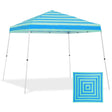 Eagle Peak SHADE GRAPHiX Slant Leg 10x10 Easy Setup Pop Up Canopy Tent with Digital Printed Green Blue Stripe Top - Eagle Peak Canopy and Outdoor Products