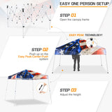 Eagle Peak SHADE GRAPHiX Slant Leg 10x10 Easy Setup Pop Up Canopy Tent with Digital Printed Stars and Stripes Top - Eagle Peak Canopy and Outdoor Products