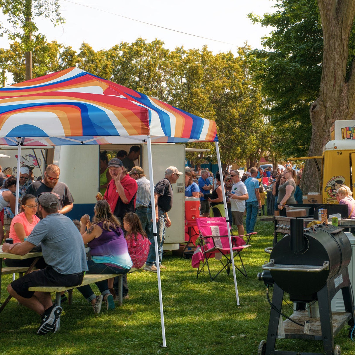 Eagle Peak SHADE GRAPHiX Slant Leg 10x10 Easy Setup Pop Up Canopy Tent with Digital Printed Swirl Top - Eagle Peak Canopy and Outdoor Products