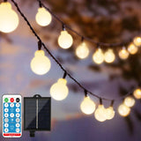 EAGLE PEAK Solar - powered Globe String Lights 39 ft 100 LED with Remote Control, 8 Modes, Waterproof Indoor Outdoor Fairy Lights for Home, Patio, Garden, Party, Christmas, Wedding Decoration, Warm White - Eagle Peak Canopy and Outdoor Products