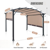 EAGLE PEAK Steel Arched Outdoor Pergola 11.4 x 11.4 ft. with Retractable and Adjustable Shade Canopy, Metal Frame Patio Sun Shelter, Beige - Eagle Peak Canopy and Outdoor Products