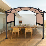 EAGLE PEAK Steel Arched Outdoor Pergola 11.4 x 11.4 ft. with Retractable and Adjustable Shade Canopy, Metal Frame Patio Sun Shelter, Beige - Eagle Peak Canopy and Outdoor Products