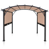 EAGLE PEAK Steel Arched Outdoor Pergola 11.4 x 11.4 ft. with Retractable and Adjustable Shade Canopy, Metal Frame Patio Sun Shelter, Beige - Eagle Peak Canopy and Outdoor Products