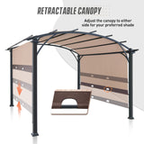 EAGLE PEAK Steel Arched Outdoor Pergola 11.4 x 11.4 ft. with Retractable and Adjustable Shade Canopy, Metal Frame Patio Sun Shelter, Beige - Eagle Peak Canopy and Outdoor Products