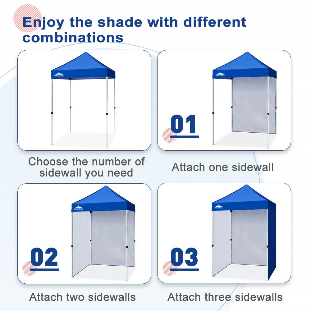 EAGLE PEAK Sunwall / Sidewall for 5x5 ft Straight Leg Canopy only, 1 Sidewall, White / Blue - Eagle Peak Canopy and Outdoor Products