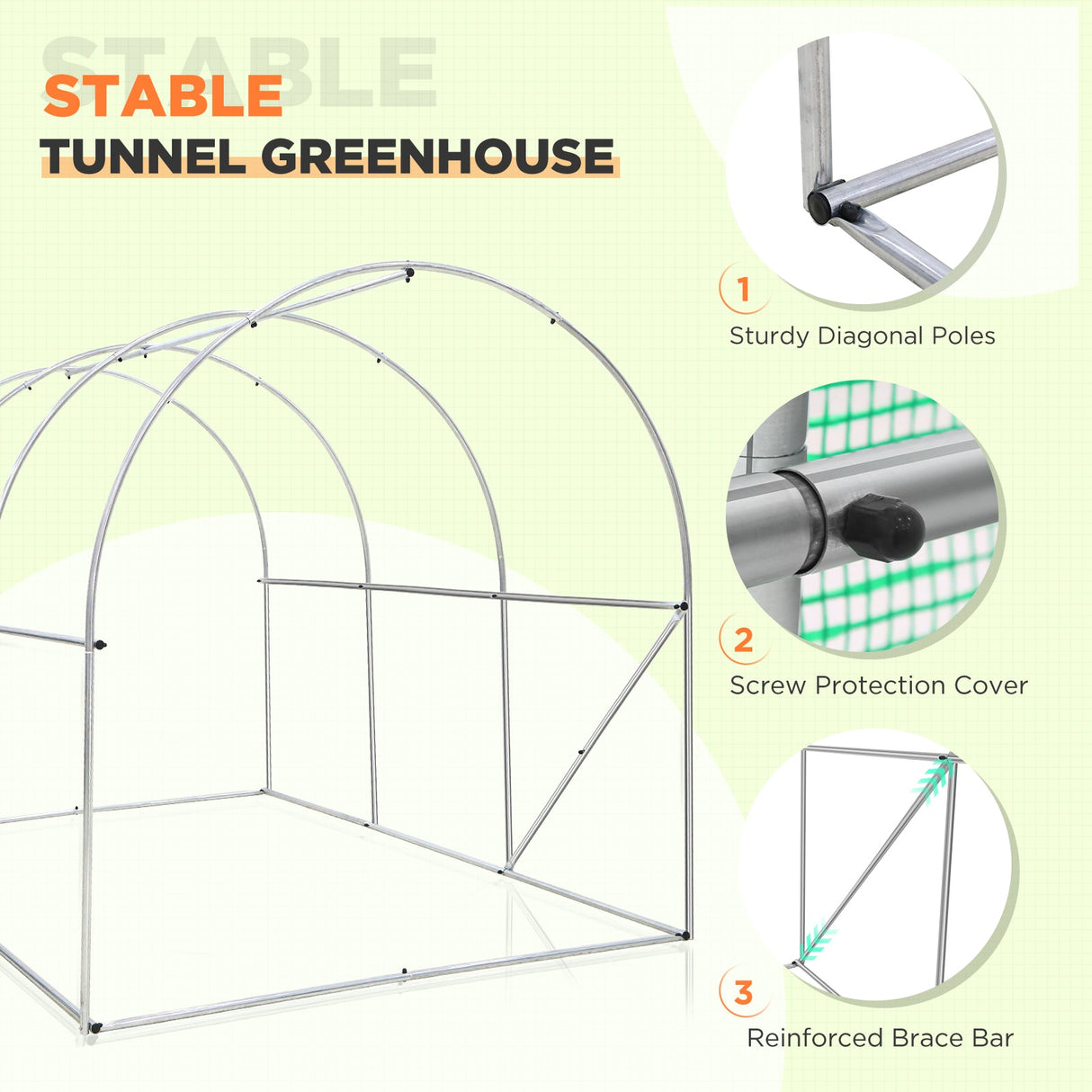 EAGLE PEAK Tunnel Greenhouse Garden Green House with Zippered Door and 6 Roll - up Side Windows, 10'x7'x7 - Eagle Peak Canopy and Outdoor Products