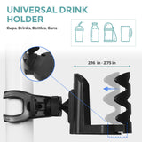 EAGLE PEAK Universal Drink Holder, Adjustable Cup Holder for Pop Up Canopy or Gazebo, Stroller, Bikes, Trolleys, Toddler, Walkers, Boats, and Sailboats, 360 Degree Rotation, Fits Most Cups and Bottles, Gray/Black - Eagle Peak Canopy and Outdoor Products