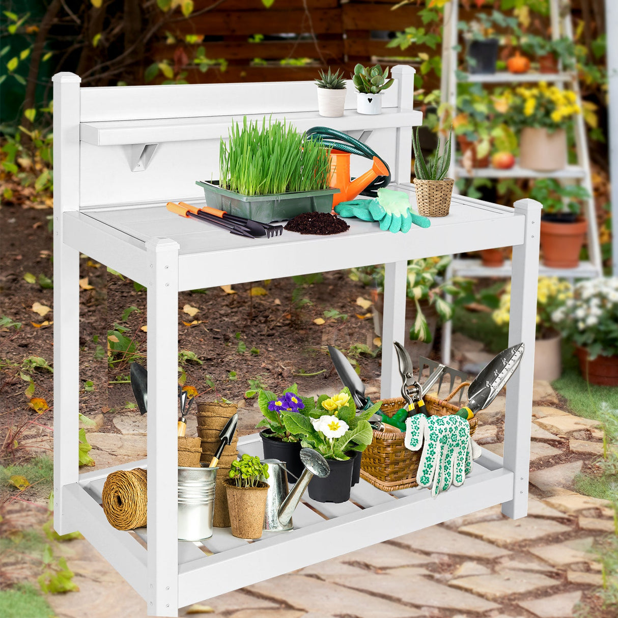 EAGLE PEAK Vinyl Waterproof Garden Potting Bench 40x 21.6x43.9 - Eagle Peak Canopy and Outdoor Products