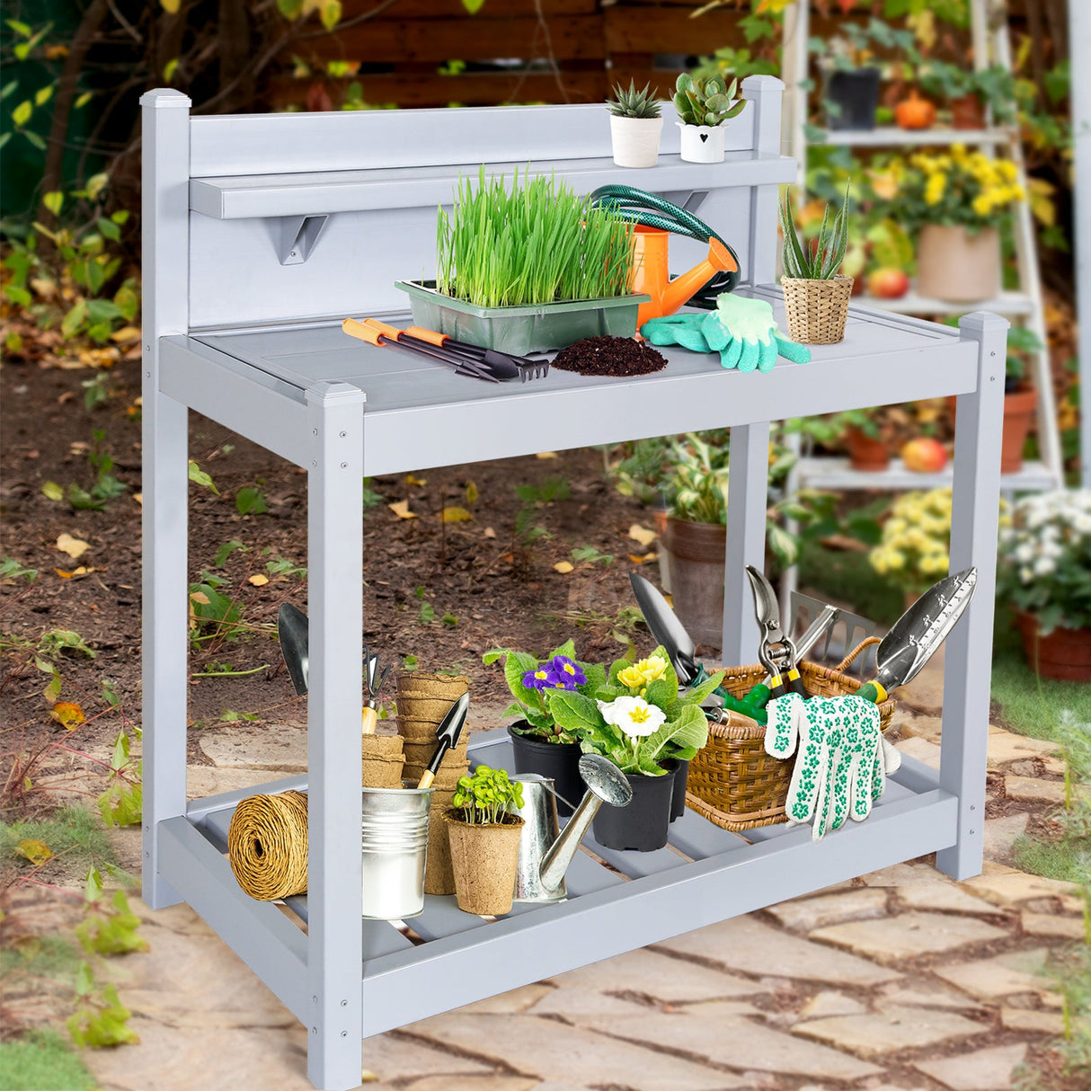 EAGLE PEAK Vinyl Waterproof Garden Potting Bench 40x 21.6x43.9 - Eagle Peak Canopy and Outdoor Products