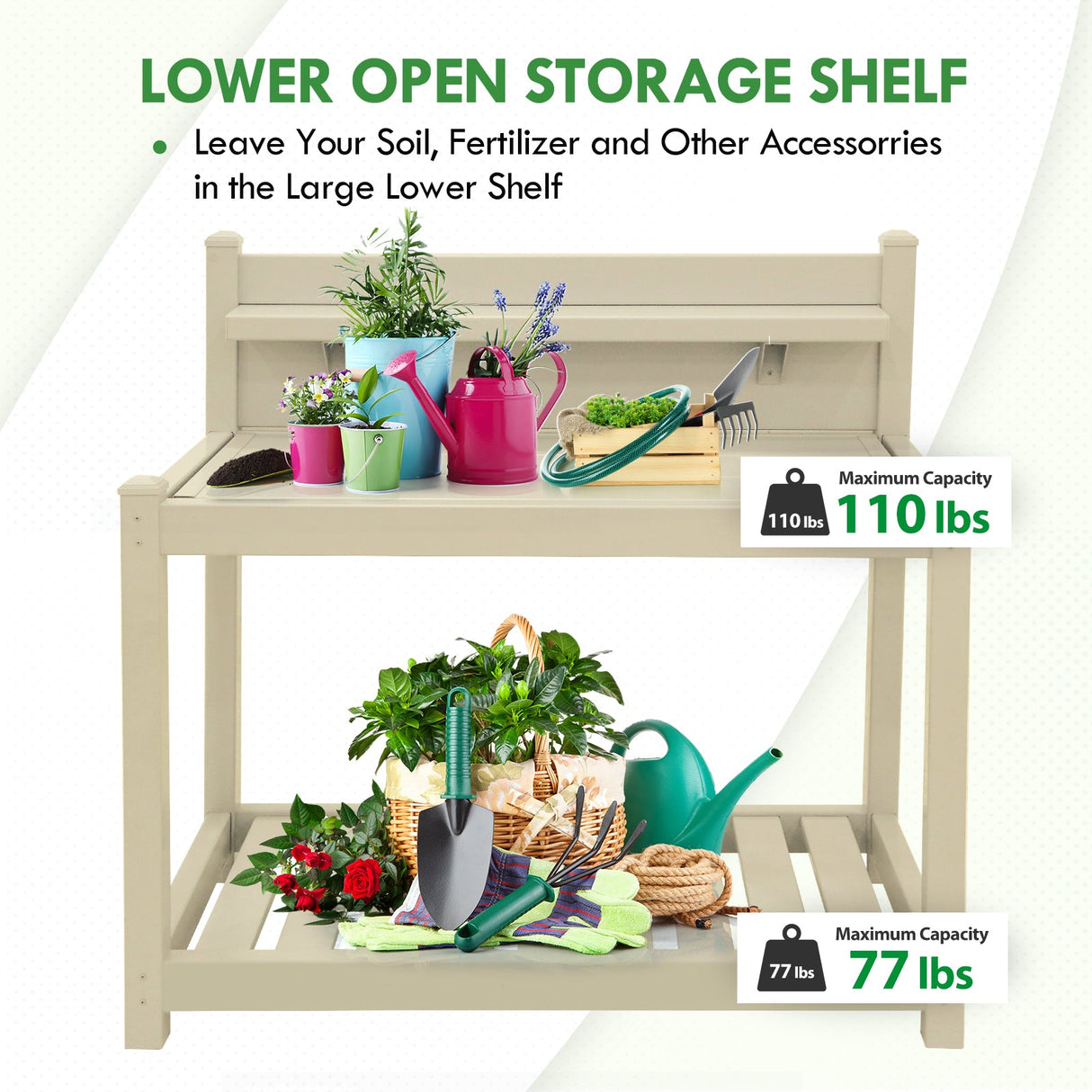 EAGLE PEAK Vinyl Waterproof Garden Potting Bench 40x 21.6x43.9 - Eagle Peak Canopy and Outdoor Products