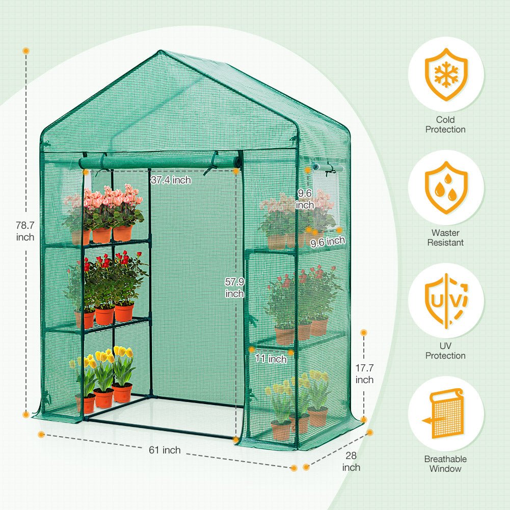 EAGLE PEAK Walk in 3 - Tier Greenhouse,61"x28"x79" - Eagle Peak Canopy and Outdoor Products