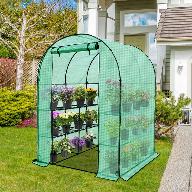 EAGLE PEAK Walk in Greenhouse 3 Tier with Wire Shelves - Eagle Peak Canopy and Outdoor Products