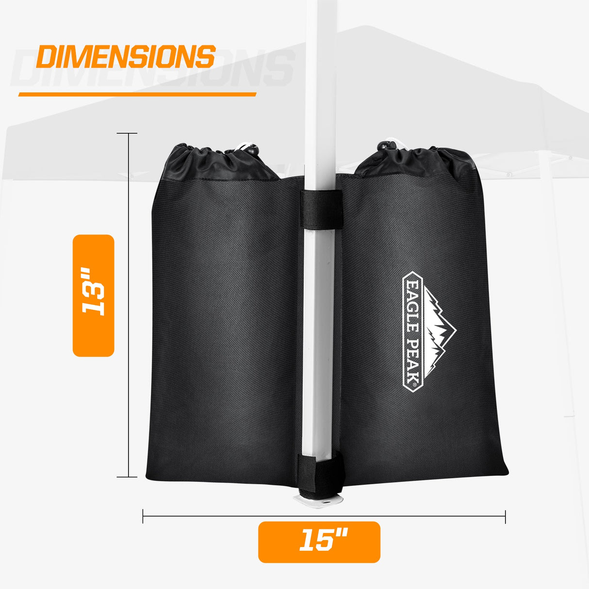 EAGLE PEAK Weight Bag Set for Use with Pop Up Canopy Tent - 4pcs Per Pack (Black) - Eagle Peak Canopy and Outdoor Products