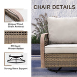 EAGLE PEAK Wicker Glider Rocking Chair Outdoor with Cushions, Swivel Rocker Chair, Rattan Patio Chair for Backyard Deck Porch and Garden, Brown/Gray - Eagle Peak Canopy and Outdoor Products