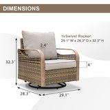 EAGLE PEAK Wicker Glider Rocking Chair Outdoor with Cushions, Swivel Rocker Chair, Rattan Patio Chair for Backyard Deck Porch and Garden, Brown/Gray - Eagle Peak Canopy and Outdoor Products