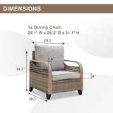 EAGLE PEAK Wicker Outdoor Chair with Cushions, Patio Chair, Deep Seating 4 inch Cushion, PE Rattan Curved Armrest Porch Chair, Brown/Gray - Eagle Peak Canopy and Outdoor Products