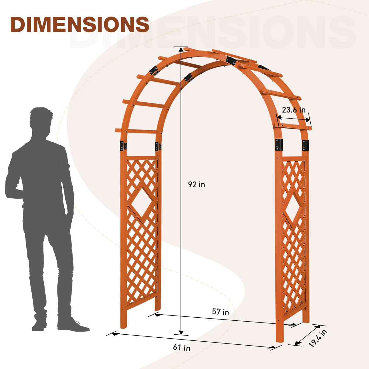 EAGLE PEAK Wood Arbor Garden Trellis Archway, Wedding Arch for Ceremony, Outdoor Wooden Pergola for Climbing Plant, 92 in - Eagle Peak Canopy and Outdoor Products