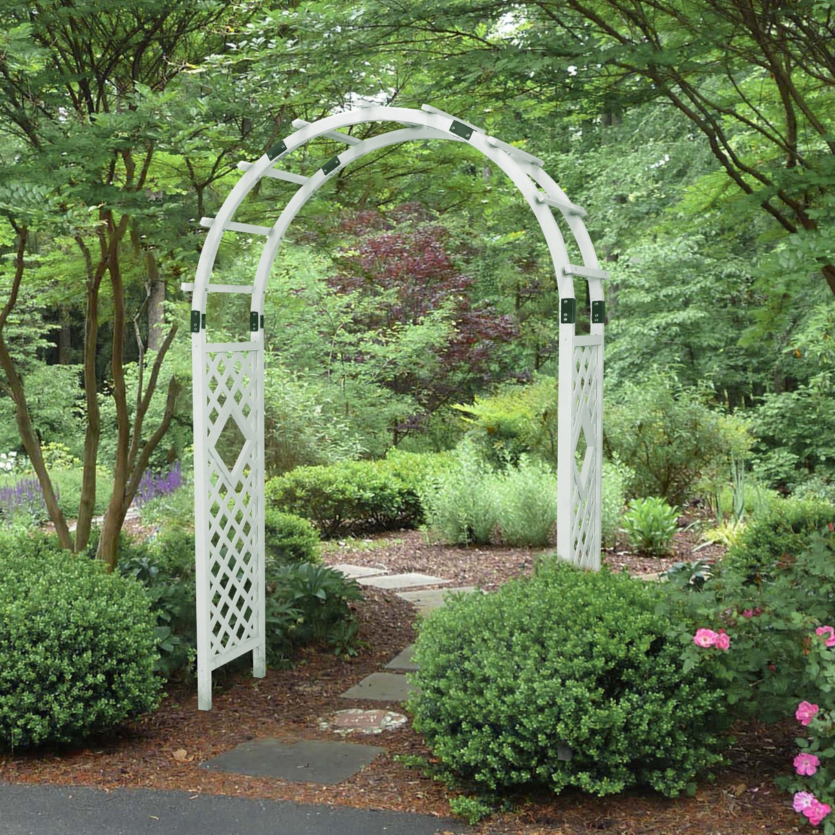 EAGLE PEAK Wood Arbor Garden Trellis Archway, Wedding Arch for Ceremony, Outdoor Wooden Pergola for Climbing Plant, 92 in - Eagle Peak Canopy and Outdoor Products