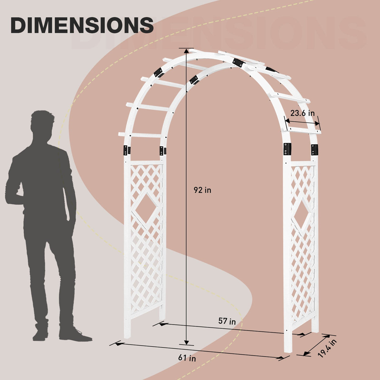 EAGLE PEAK Wood Arbor Garden Trellis Archway, Wedding Arch for Ceremony, Outdoor Wooden Pergola for Climbing Plant, 92 in - Eagle Peak Canopy and Outdoor Products