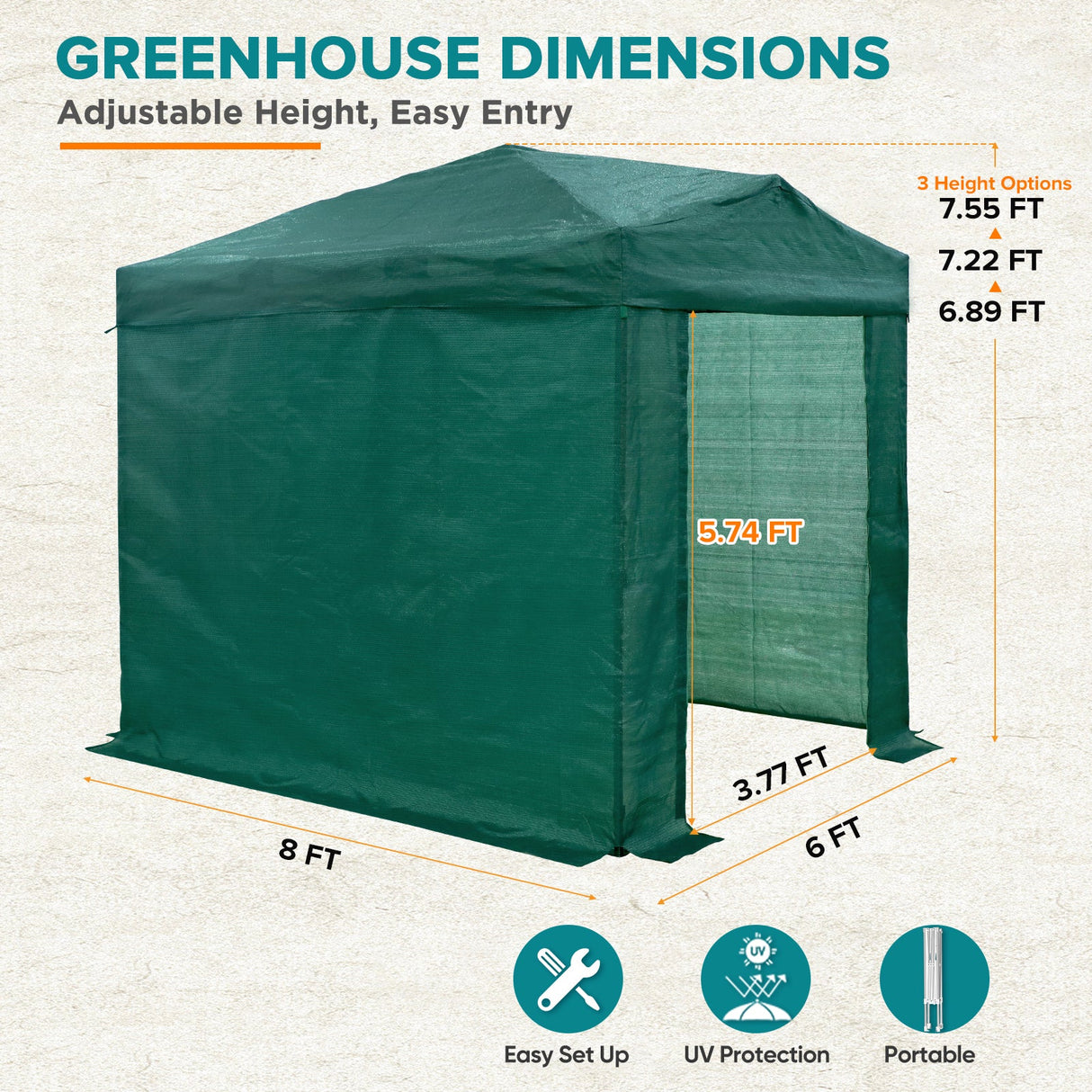 Easy Setup 8x6 Instant Pop Up Greenhouse - Eagle Peak Custom Canopy Tent