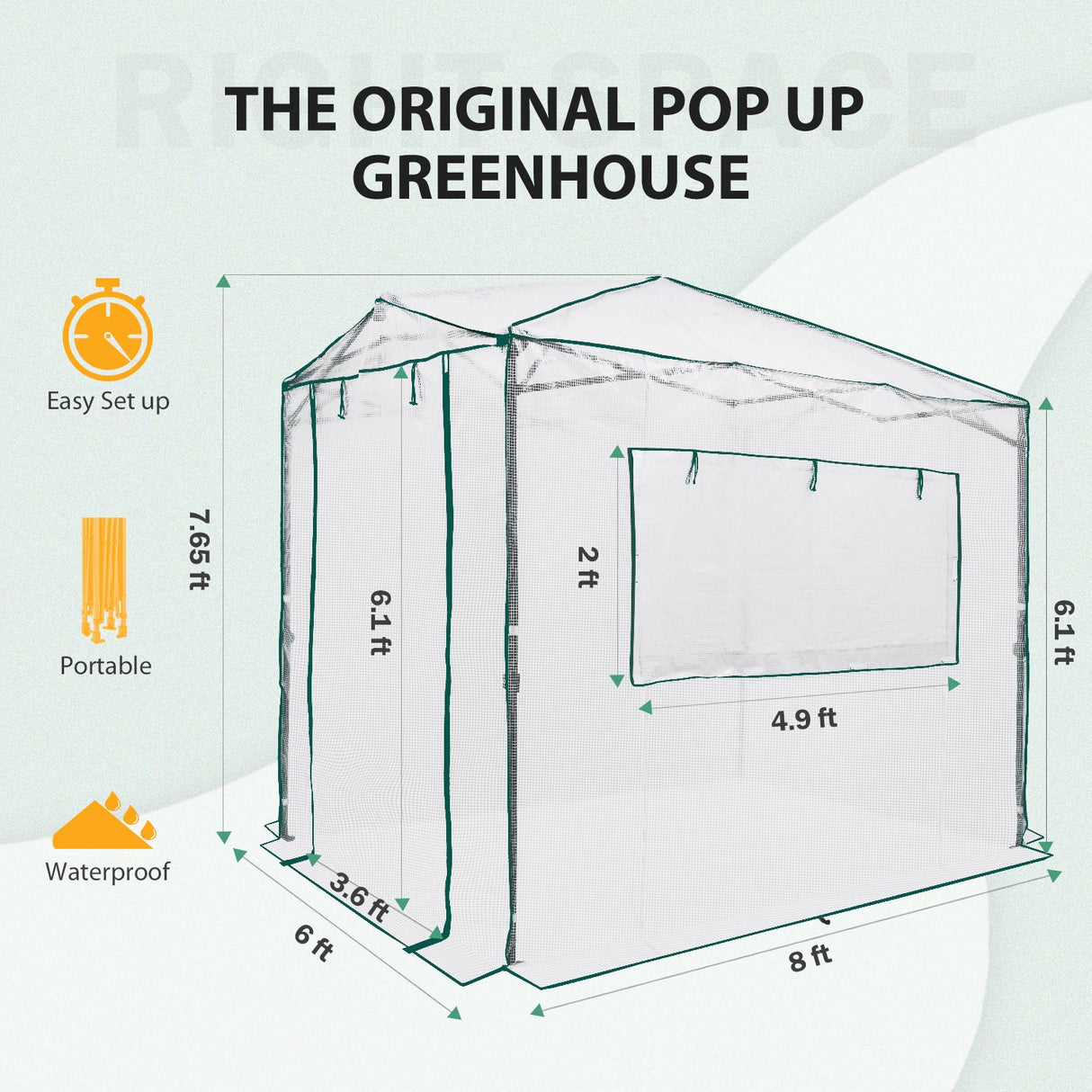 Easy Setup 8x6 Instant Pop Up Greenhouse - Eagle Peak Custom Canopy Tent