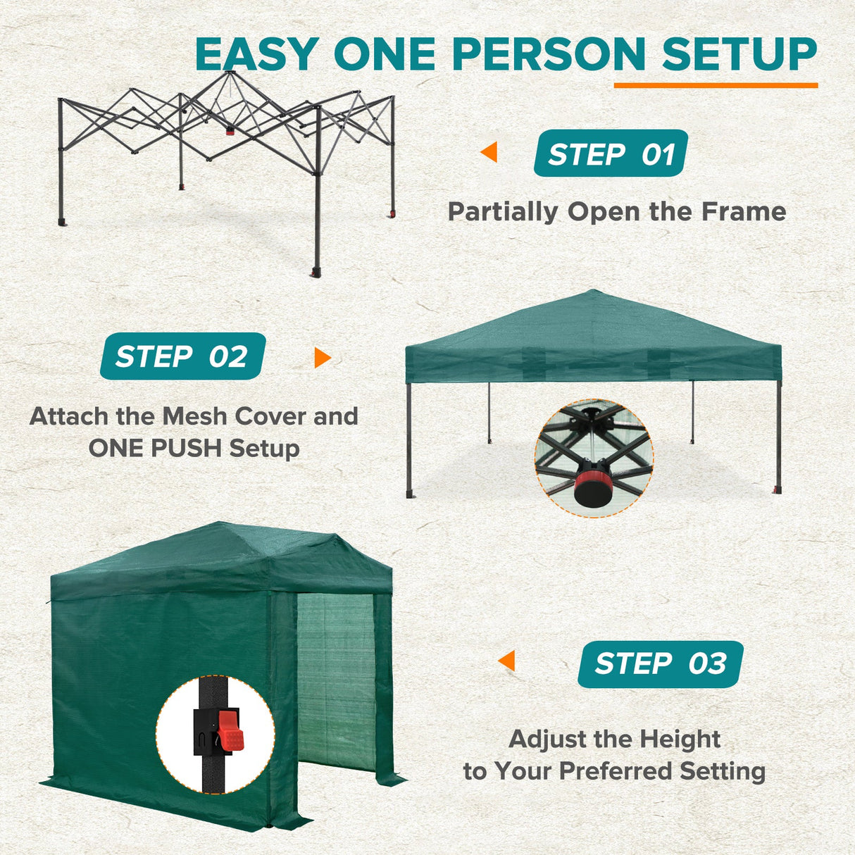 Easy Setup 8x6 Instant Pop Up Greenhouse - Eagle Peak Custom Canopy Tent
