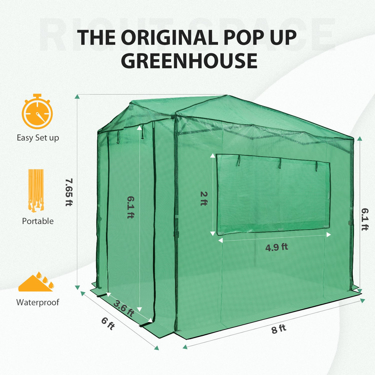 Easy Setup 8x6 Instant Pop Up Greenhouse - Eagle Peak Custom Canopy Tent