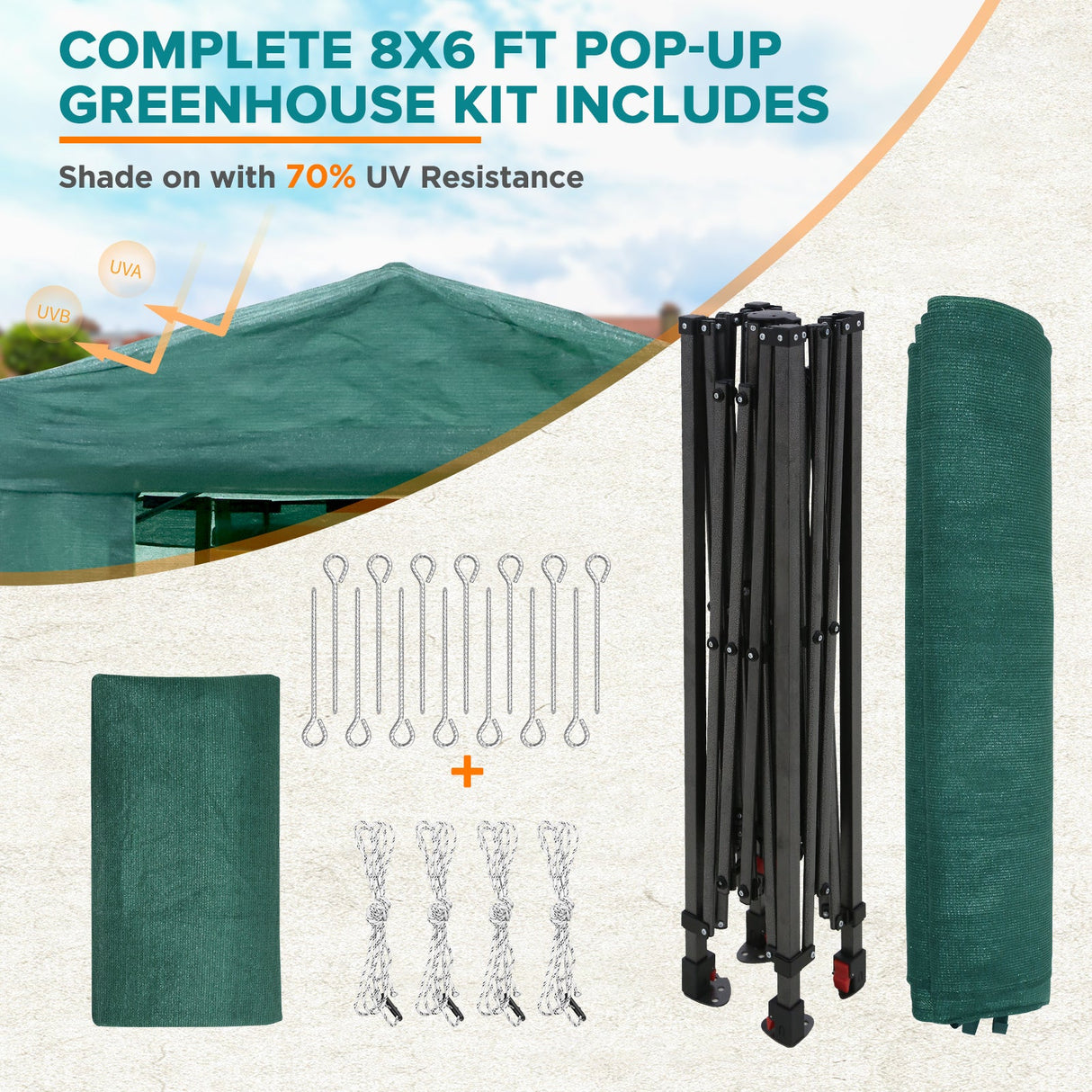 Easy Setup 8x6 Instant Pop Up Greenhouse - Eagle Peak Custom Canopy Tent