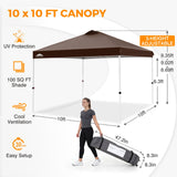 Easy Setup Straight Leg 10x10 Pop Up Canopy Tent w/ 100 sqft of Shade - Eagle Peak®