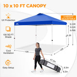 Easy Setup Straight Leg 10x10 Pop Up Canopy Tent w/ 100 sqft of Shade - Eagle Peak®