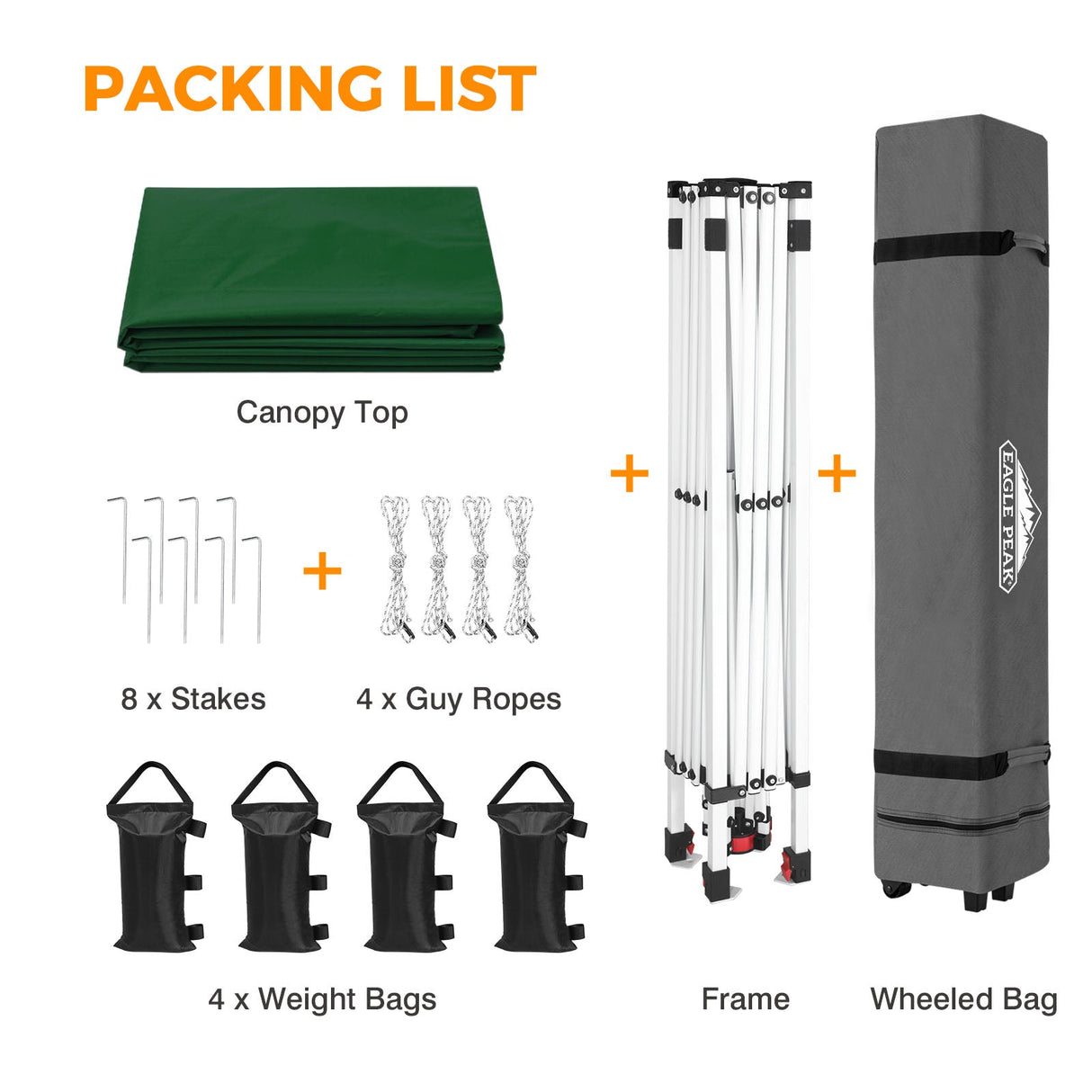Easy Setup Straight Leg 10x10 Pop Up Canopy Tent w/ 100 sqft of Shade - Eagle Peak®