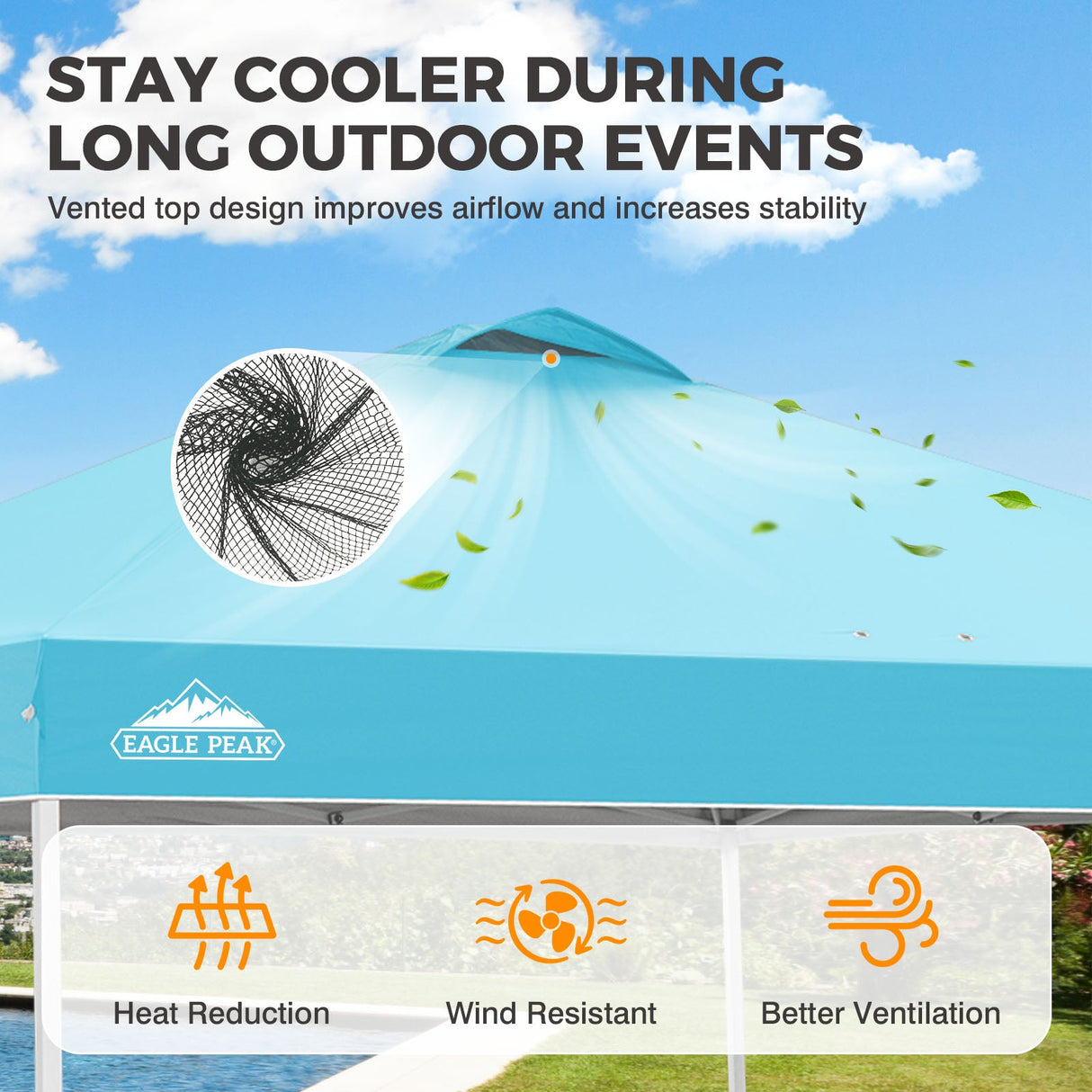 Easy Setup Straight Leg 10x10 Pop Up Canopy Tent w/ 100 sqft of Shade - Eagle Peak®