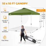 Easy Setup Straight Leg 10x10 Pop Up Canopy Tent w/ 100 sqft of Shade - Eagle Peak®