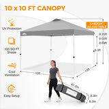 Easy Setup Straight Leg 10x10 Pop Up Canopy Tent w/ 100 sqft of Shade - Eagle Peak®