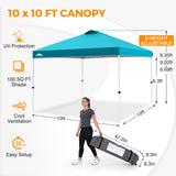 Easy Setup Straight Leg 10x10 Pop Up Canopy Tent w/ 100 sqft of Shade - Eagle Peak®
