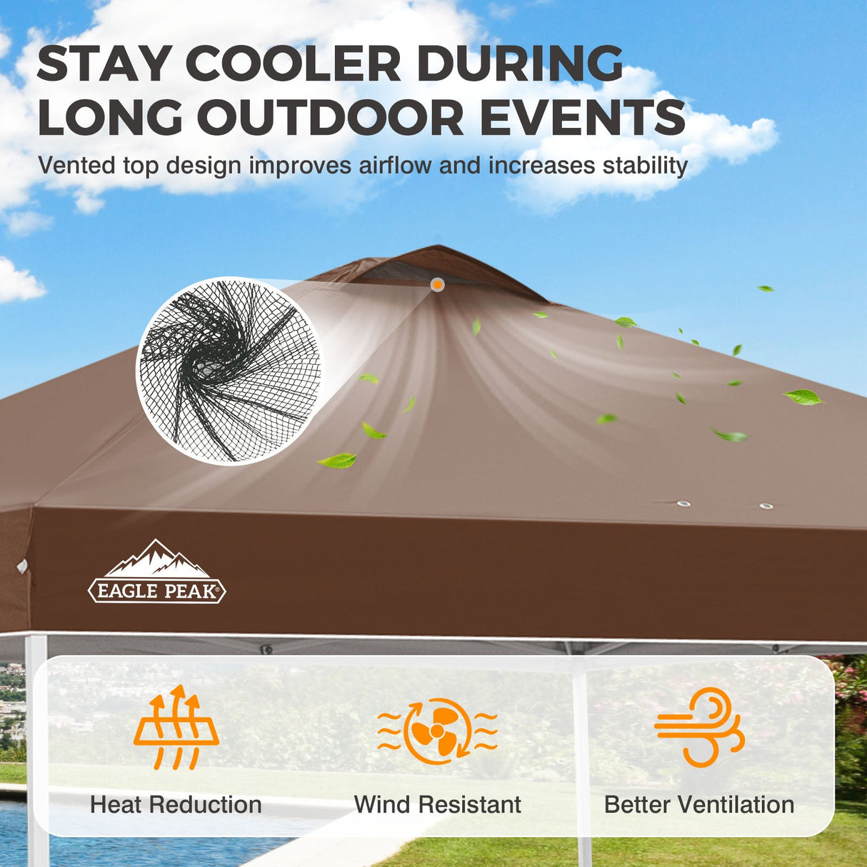 Easy Setup Straight Leg 10x10 Pop Up Canopy Tent w/ 100 sqft of Shade - Eagle Peak®