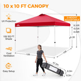 Easy Setup Straight Leg 10x10 Pop Up Canopy Tent w/ 100 sqft of Shade - Eagle Peak®