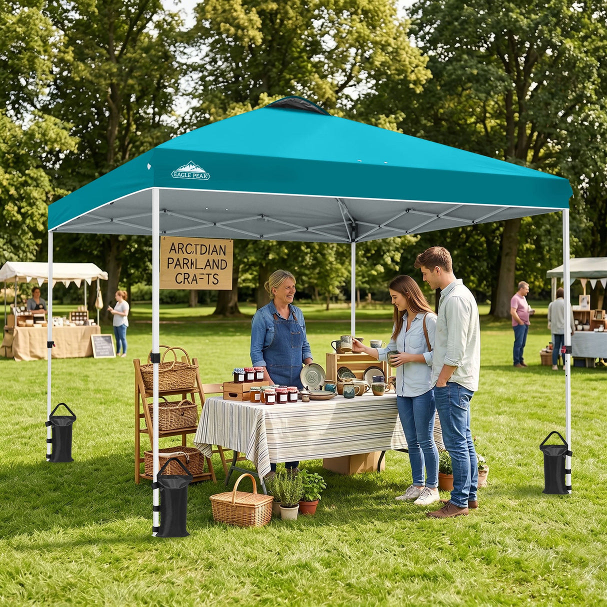 Easy Setup Straight Leg 10x10 Pop Up Canopy Tent w/ 100 sqft of Shade - Eagle Peak®