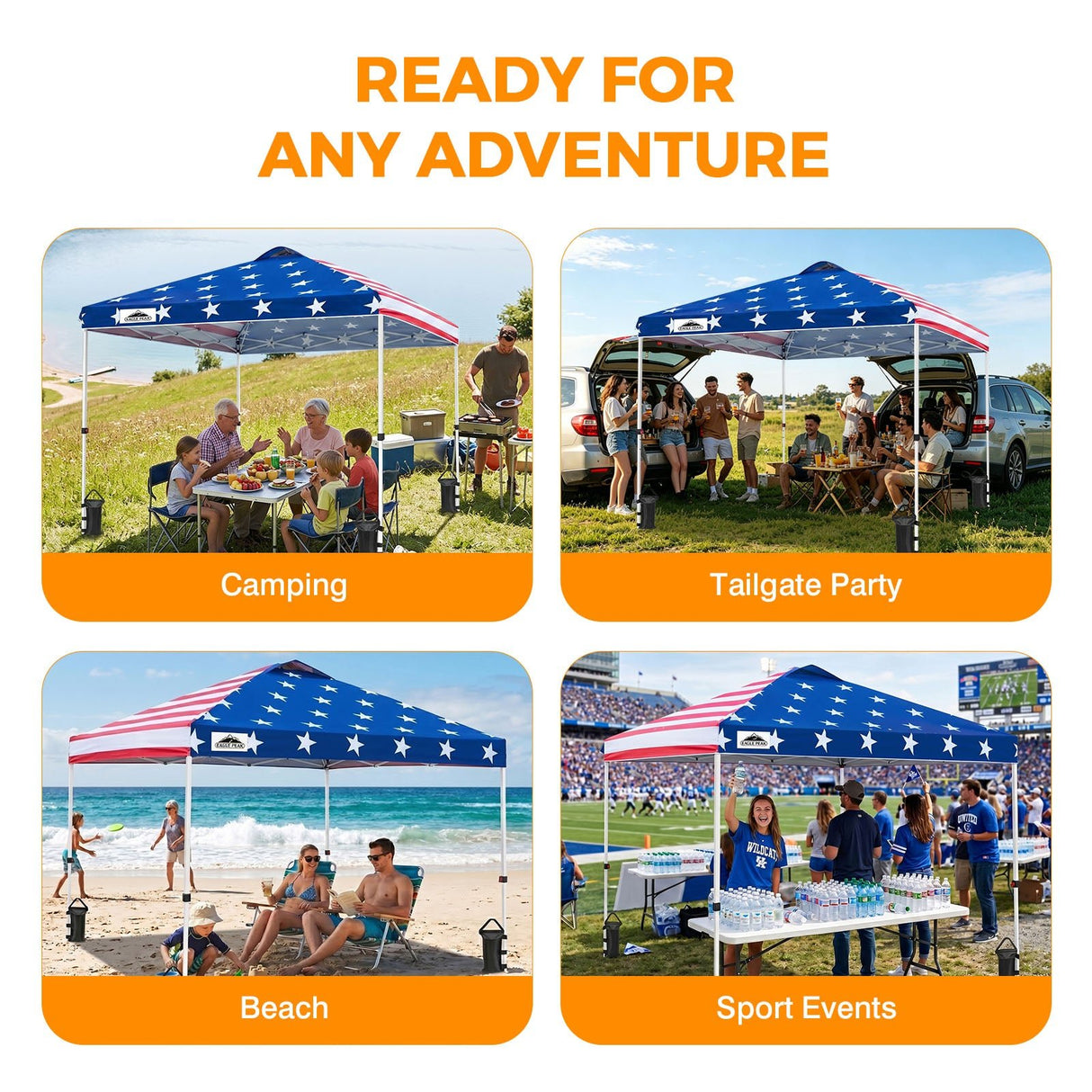 Easy Setup Straight Leg 10x10 Pop Up Canopy Tent w/ 100 sqft of Shade - Eagle Peak®