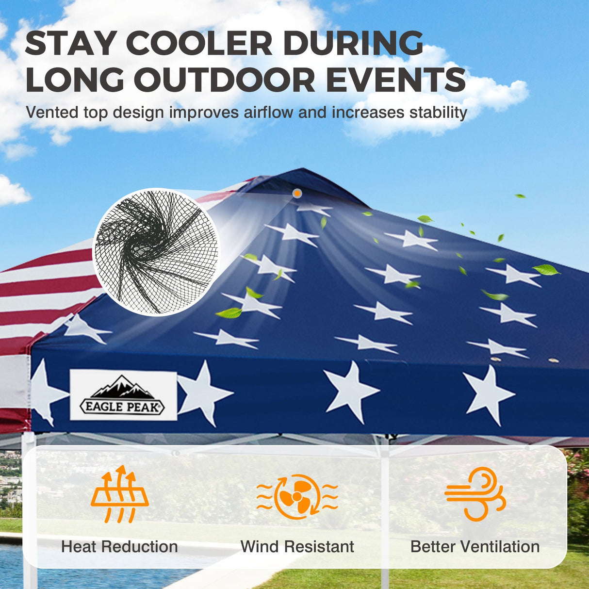 Easy Setup Straight Leg 10x10 Pop Up Canopy Tent w/ 100 sqft of Shade - Eagle Peak®