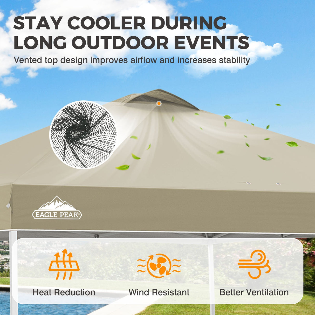 Easy Setup Straight Leg 10x10 Pop Up Canopy Tent w/ 100 sqft of Shade - Eagle Peak®
