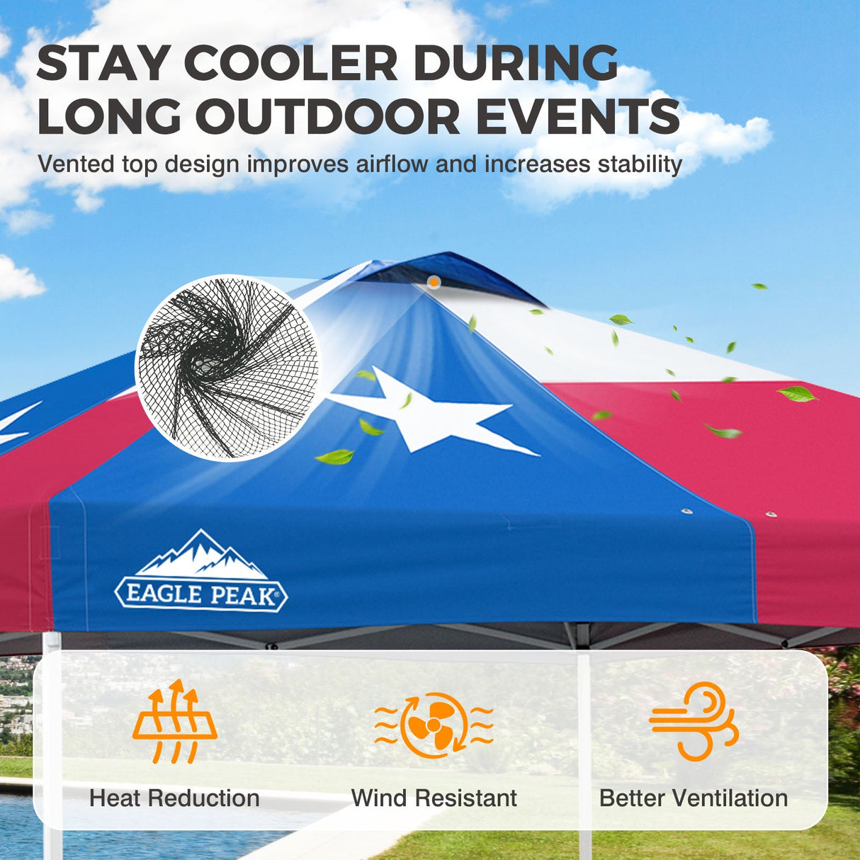 Easy Setup Straight Leg 10x10 Pop Up Canopy Tent w/ 100 sqft of Shade - Eagle Peak®