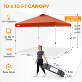 Easy Setup Straight Leg 10x10 Pop Up Canopy Tent w/ 100 sqft of Shade - Eagle Peak®