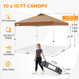 Easy Setup Straight Leg 10x10 Pop Up Canopy Tent w/ 100 sqft of Shade - Eagle Peak®