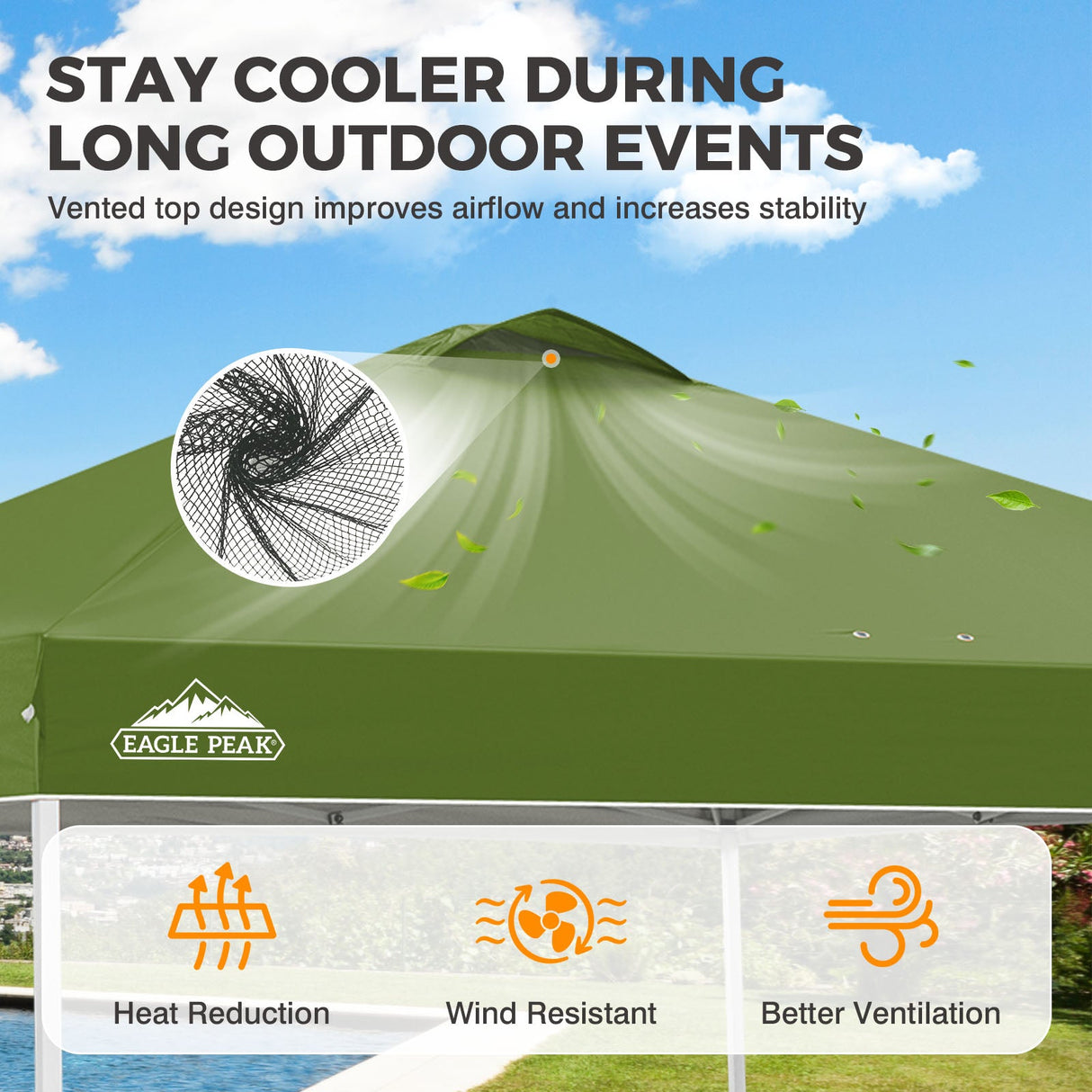 Easy Setup Straight Leg 10x10 Pop Up Canopy Tent w/ 100 sqft of Shade - Eagle Peak®