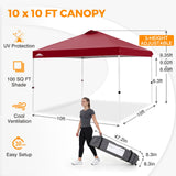 Easy Setup Straight Leg 10x10 Pop Up Canopy Tent w/ 100 sqft of Shade - Eagle Peak®