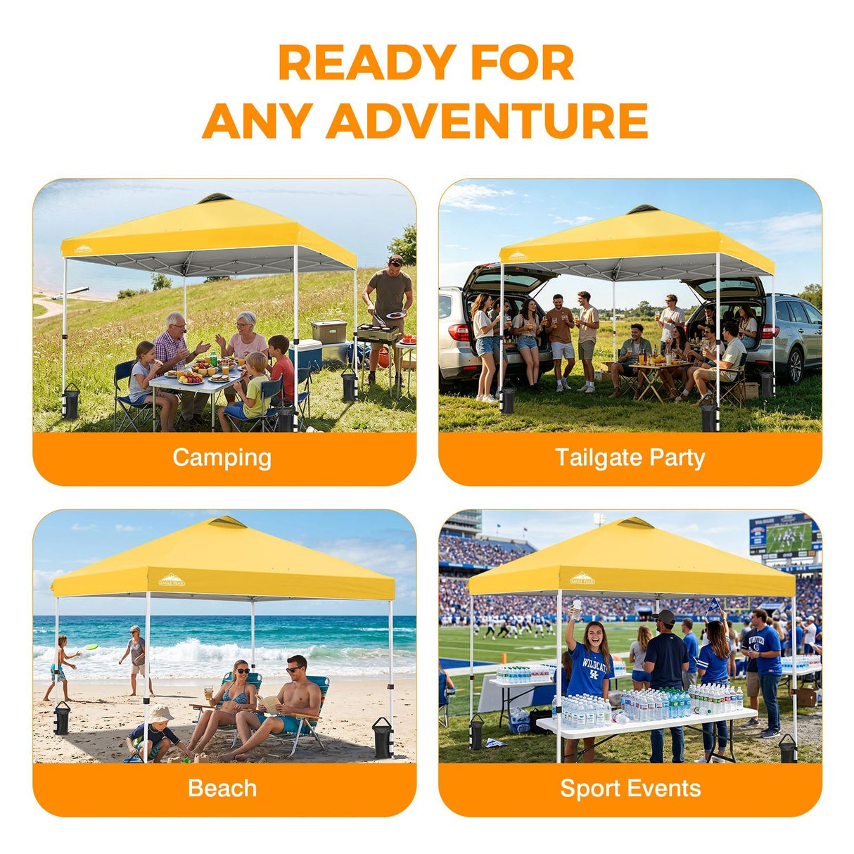 Easy Setup Straight Leg 10x10 Pop Up Canopy Tent w/ 100 sqft of Shade - Eagle Peak®