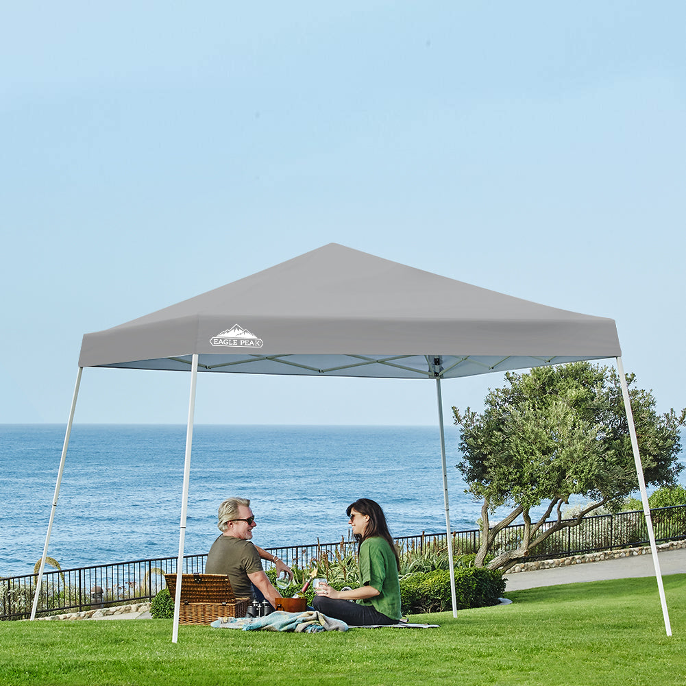 EAGLE PEAK Slant Leg Pop up Canopy Tent, 10x10 Base 8x8 Top